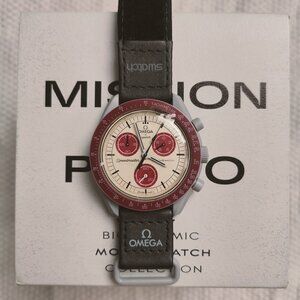 Omega X Swatch Moonswatch: Mission To Pluto Watch w/ extra leather strap